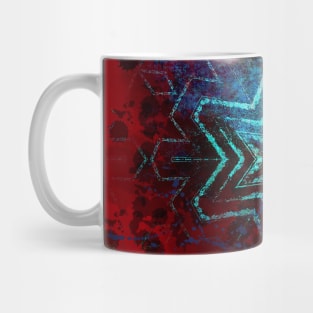 Blue star on blood red mandala Mug